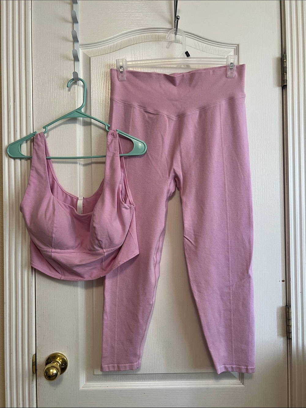 PINK Victoria's Secret Dusty Pink High-Waist Leggings & Sports Bra Set